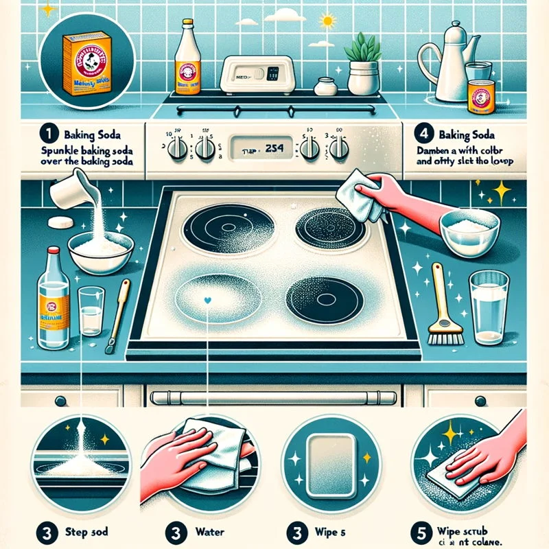 process of cleaning a glass top stove