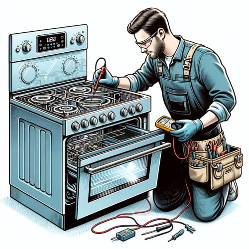professional kitchen appliance technician at work