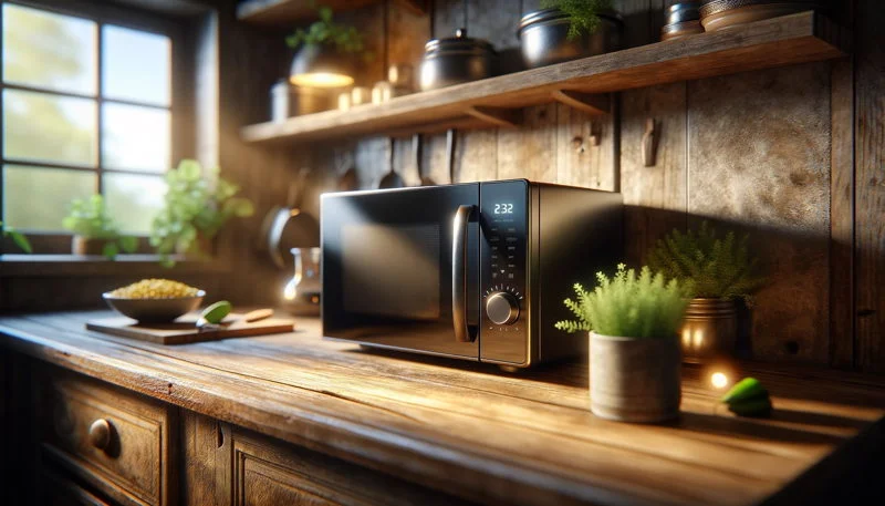 Black Stainless Steel Countertop Microwave