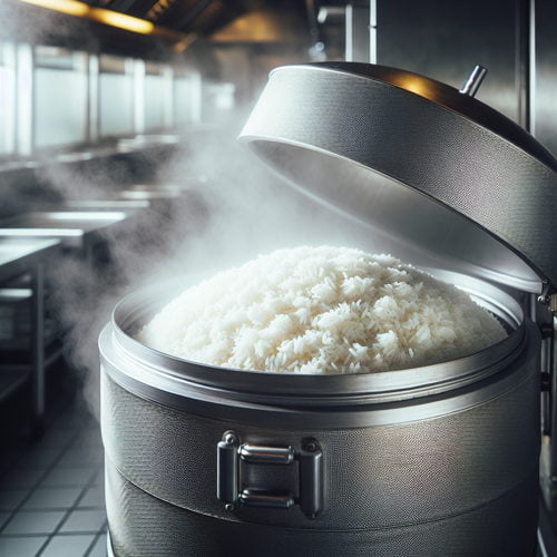 Cooking rice in a commercial steamer