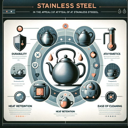 Infographic about the appeal of stainless steel in teapots
