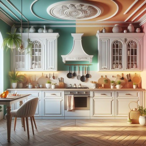 White Cabinets with multi colored walls (3)