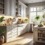 White Kitchen Cabinets with white texture