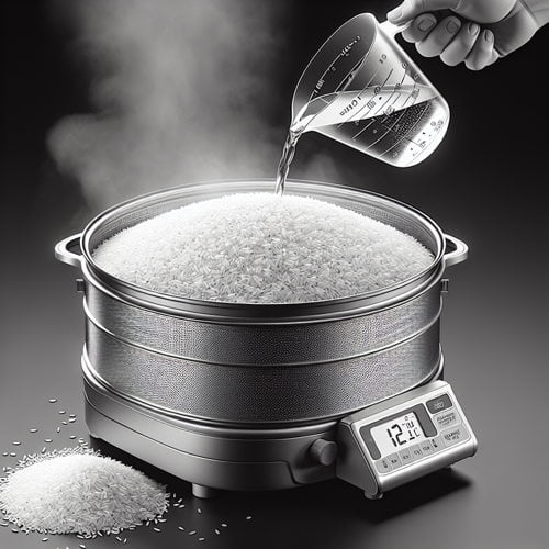 cook rice in a commercial steamer