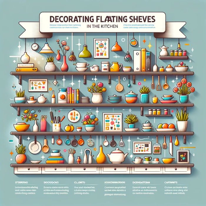 creative ideas for decorating floating shelves in the kitchen