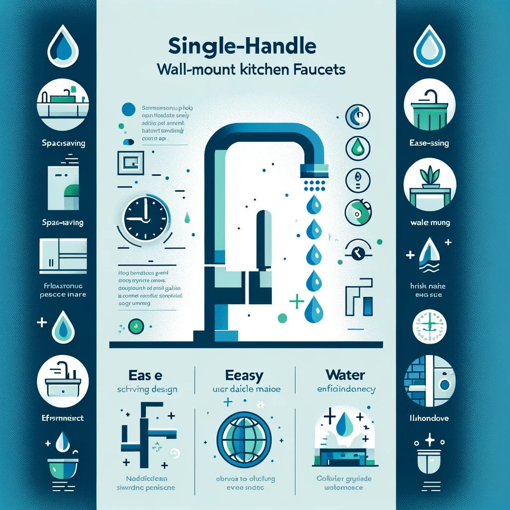 infographic highlighting the benefits of single handle wall mount kitchen faucets