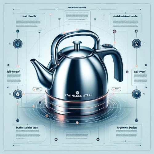 infographic of a stainless steel teapot