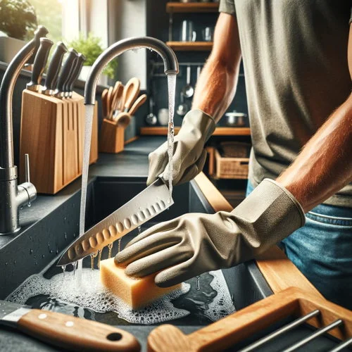 safe knife cleaning